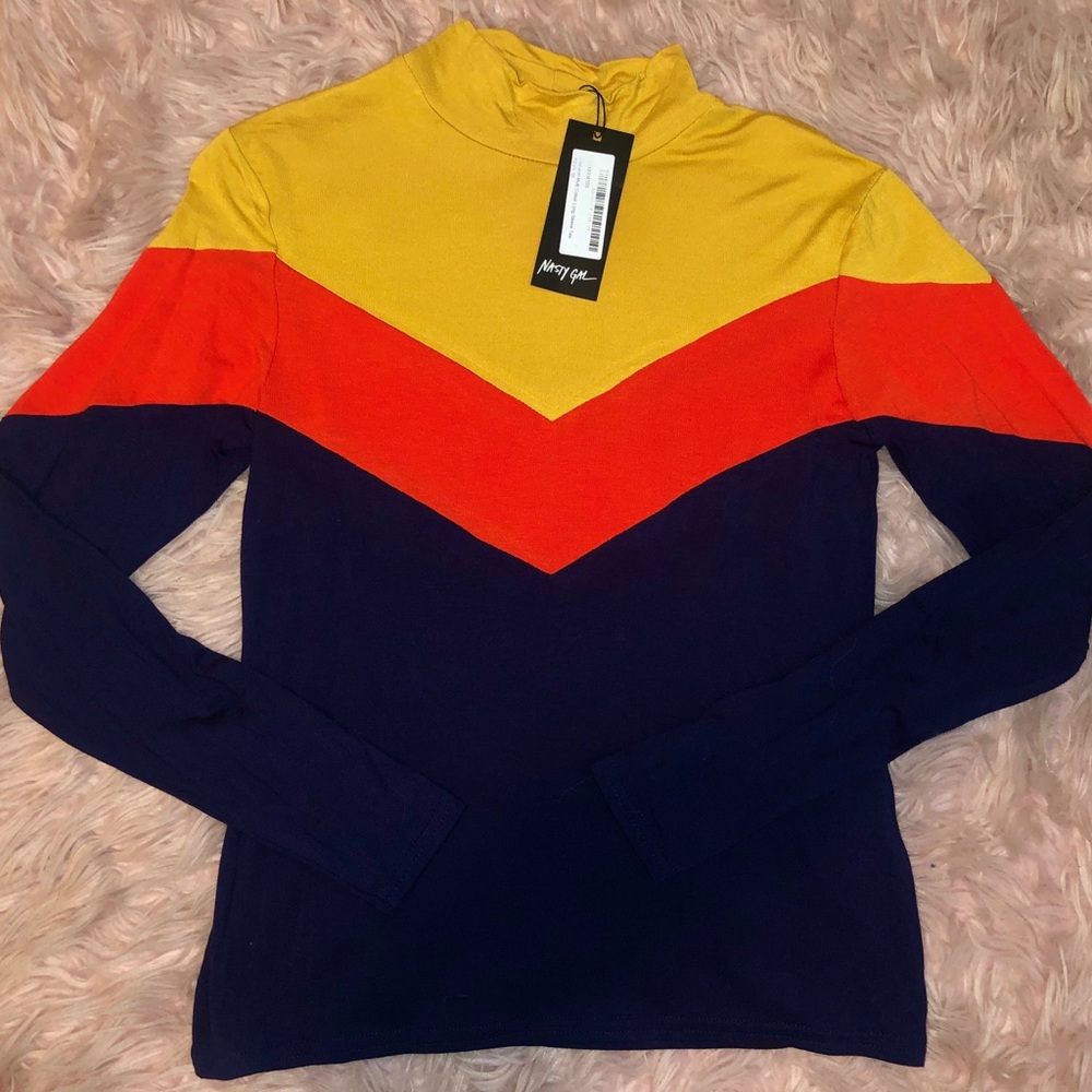NEW W/TAG MULTI-COLORED SLEEVE TURTLENECK